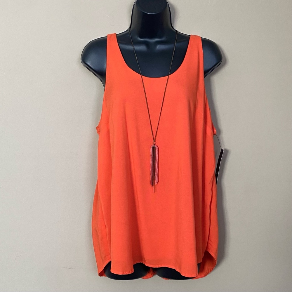 New AGB Vibrant Orange Tank Top with Necklace